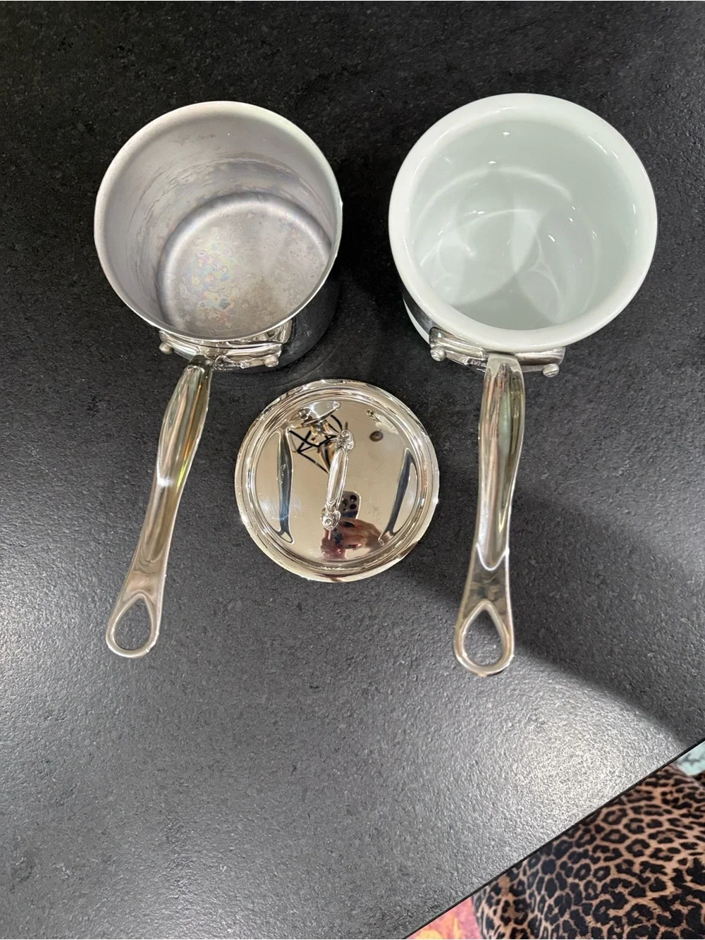Mauviel Stainless Steel Bain Marie 2-Piece Saucepan Set - Polished Silver France